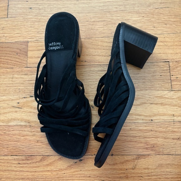Jeffrey Campbell Shoes - Jeffrey Campbell Black Leather Strappy Sandals Size 7.5
